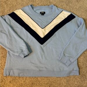 Maeve by Anthropologie Size XLarge Sky Blue and Navy V-Stripe Sweater